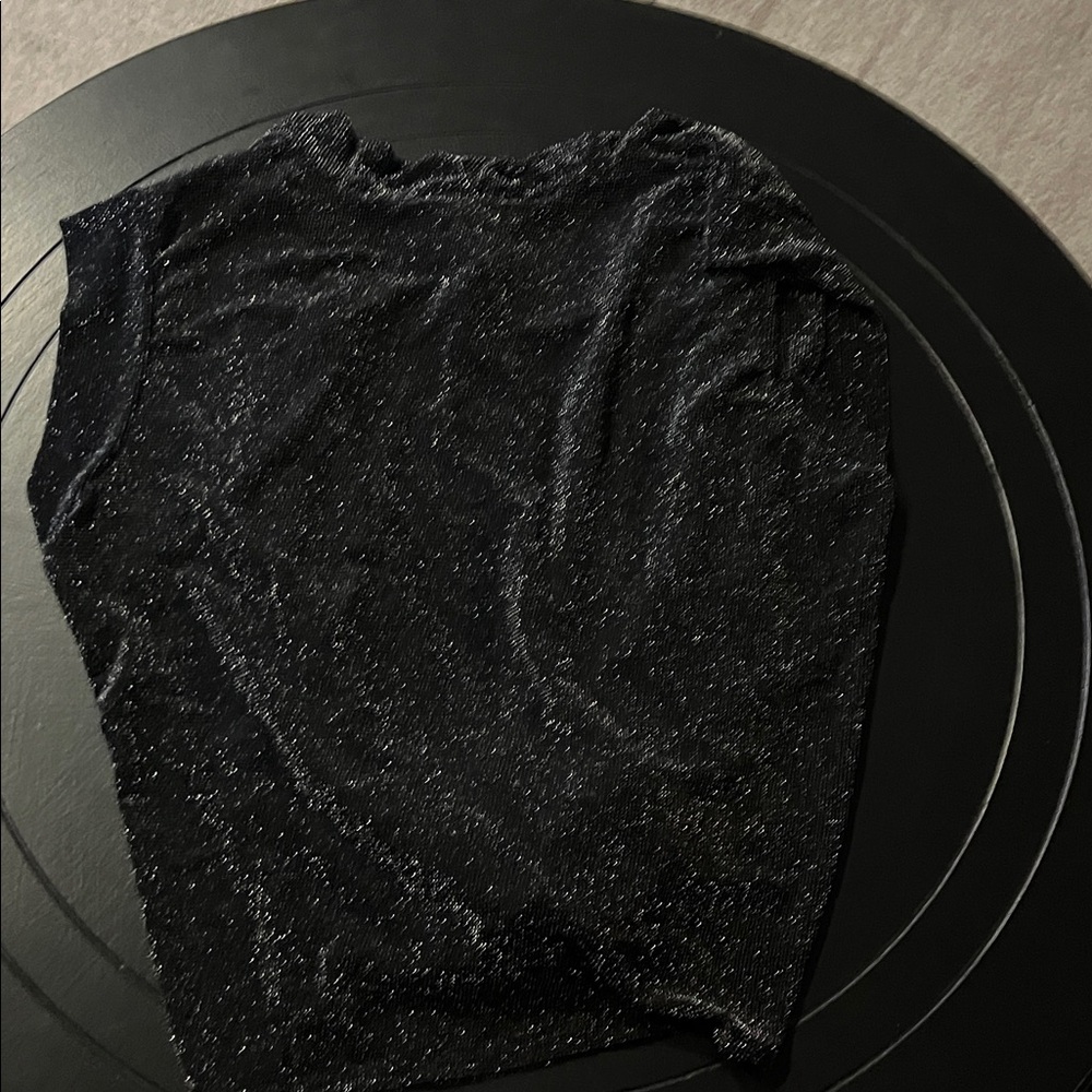 😻PLUS SIZE BEAUTY Elegant Black Shimmer Blouse - Picture 6 of 7